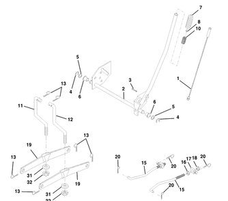 Mower Lift Diagram and Parts List for LTH120 (954140013A)(1997-12) Husqvarna Lawn Mower