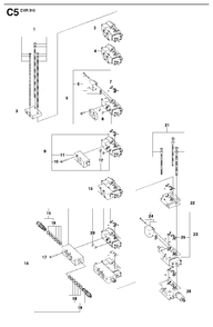 Hydraulic Stack Diagram and Parts List for DXR310 (1 - 42)(2009-07) Husqvarna Demolition Hammer