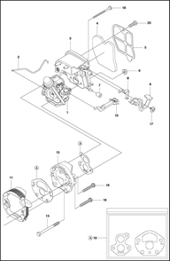 Carburetor And Air Filter Diagram and Parts List for 1202020  Husqvarna Chainsaw