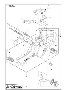 Fuel Tank Diagram and Parts List for 135E  Husqvarna Chainsaw
