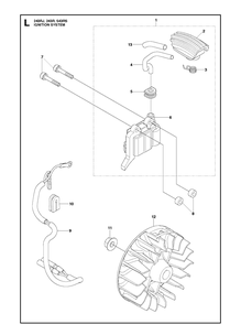 Ignition System Diagram and Parts List for 243R 20121000001-Current Husqvarna Brush Cutter