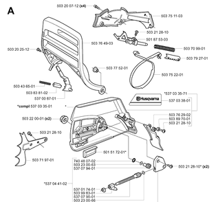 Chain Brake 2 Diagram and Parts List for 365 20034400001-20051800000 Husqvarna Chainsaw