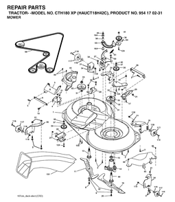 Mower Deck / Cutting Deck Diagram and Parts List for CTH180XP (HAUCT18H42C)(2004-09) Husqvarna Lawn Tractor