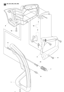Handle And Controls Diagram and Parts List for 240E 20091400001-20101400000 Husqvarna Chainsaw