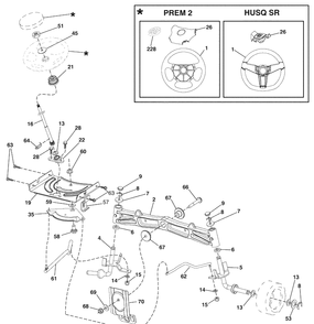 Steering Assembly Diagram and Parts List for 2754GLS (96043006600)(2009-04) Husqvarna Lawn Mower
