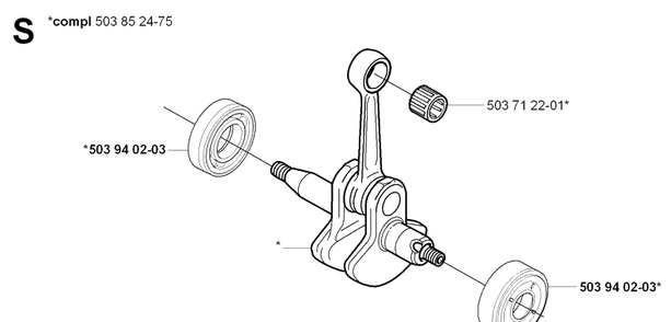 Crankshaft Diagram and Parts List for 325CX 20051800001-20051800000 Husqvarna Edger