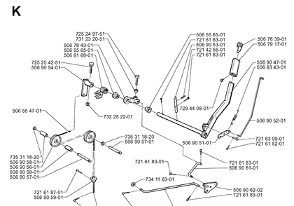Controls 2 Diagram and Parts List for RIDER970HST 1998-03 Husqvarna Lawn Mower