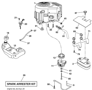 Engine Diagram and Parts List for YTH2348 (960450022001)(2010-04) Husqvarna Lawn Mower