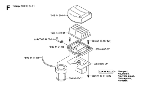 Air Filter Diagram and Parts List for PF21AWD (953536501)(2005-04) Husqvarna Lawn Tractor