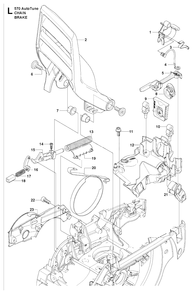 Chain Brake Diagram and Parts List for 570AUTOTUNE 20104500001 - 20130900000 Husqvarna Chainsaw
