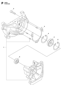 Crankcase Diagram and Parts List for 233RJ 20090100001-20112700000 Husqvarna Brush Cutter
