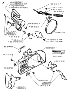 Chain Brake Diagram and Parts List for 266  Husqvarna Chainsaw