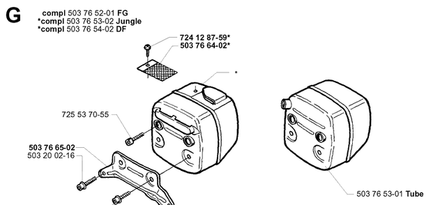Muffler Diagram and Parts List for 362XP 19994500001-20014000000 Husqvarna Chainsaw