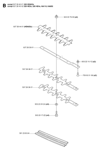 Cutting Equipment Diagram and Parts List for 326HE4X 20054000001 - 20090900000 Husqvarna Hedge Trimmer