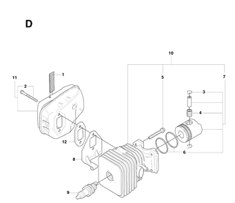 Cylinder Piston Diagram and Parts List for 326HD60 (X-SERIES)(20082200001-20090900000) Husqvarna Hedge Trimmer