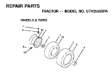 Wheels And Tires Diagram and Parts List for GTH2550XPA (954567116)(2001-01) Husqvarna Lawn Tractor