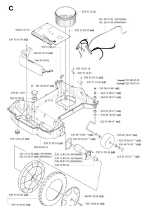 Chassis Lower Diagram and Parts List for 210C 2009-02 Husqvarna Lawn Mower