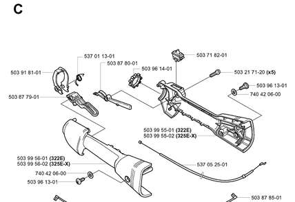 Throttle Controls Diagram and Parts List for 322E 20010100001-Current Husqvarna Edger