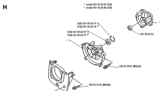 Crankcase Diagram and Parts List for 125RB 19904400001-19931400000 Husqvarna Brush Cutter