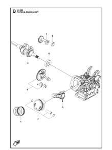 Piston And Crankshaft Diagram and Parts List for 598609901 2021-07 Husqvarna Engine