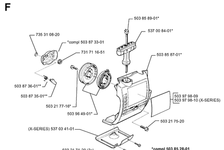 Starter Diagram and Parts List for 322E 19994000001-20010100000 Husqvarna Edger