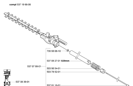 Hedge Attachment Diagram and Parts List for HA850 2005-09 Husqvarna Hedge Trimmer