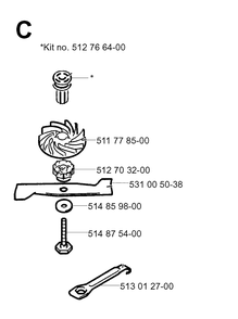 Cutting Equipment Diagram and Parts List for 43EL ROYAL Husqvarna Lawn Mower