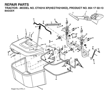 Bagger Diagram and Parts List for CTH210XP (HECTH210KD)(2004-06) Husqvarna Lawn Tractor