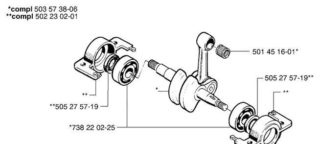 Crankshaft Diagram and Parts List for 240 2002-08 Husqvarna Brush Cutter