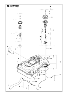 Chassis Upper Diagram and Parts List for 440 2019 Husqvarna Lawn Mower