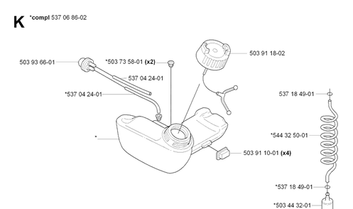 Muffler Diagram and Parts List for 325HDA65 (X-SERIES)(20070100001-20090900000) Husqvarna Hedge Trimmer