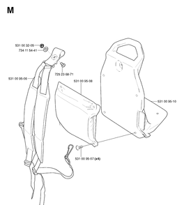 Harness Diagram and Parts List for 125BT TJ027D-AC55 Husqvarna Leaf Blower / Vacuum