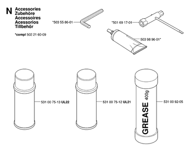 Accessories 2 Diagram and Parts List for 323HD60 20062300001-20081400000 Husqvarna Hedge Trimmer