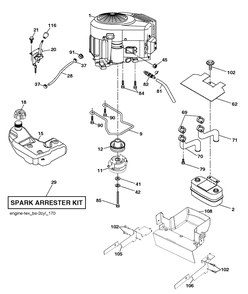 Engine Diagram and Parts List for TS348XD (96041040400)(2018-06) Husqvarna Lawn Tractor