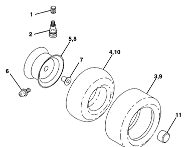 Wheels And Tires Diagram and Parts List for LTH125 (HC125H42A)(954000782)(1994-01) Husqvarna Lawn Mower