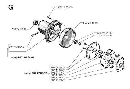 Clutch Diagram and Parts List for 250RX 19973100001 & Above Husqvarna Trimmer
