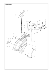 Fuel System Diagram and Parts List for P520DX (967985201)(2021-10) Husqvarna Lawn Mower