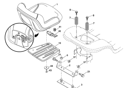 Seat Assembly Diagram and Parts List for 2246LS (96043006300)(2008-11) Husqvarna Lawn Mower