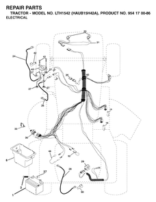 Electrical Diagram and Parts List for LTH1542 (954170086-A)(2003-01) Husqvarna Lawn Tractor