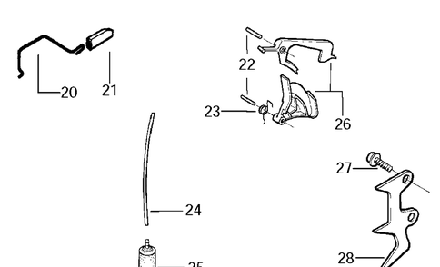 Fuel System Diagram and Parts List for 141 20030100001-20040100000 Husqvarna Chainsaw