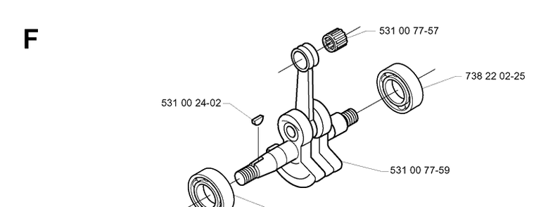 Crankshaft Diagram and Parts List for 142R 19994000001-20001900000 Husqvarna Brush Cutter