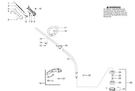 Handle And Shaft Assembly Diagram and Parts List for 128CD (545192186)(2009-08) Husqvarna Trimmer