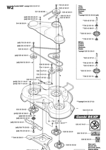 94cm Cutting Deck 2 Diagram and Parts List for PR18AWD (965095001)(2007-03) Husqvarna Lawn Mower