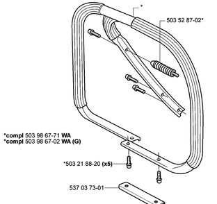 Front Handle 2 Diagram and Parts List for 385 2005-03 Husqvarna Chainsaw