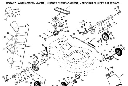 Repair Parts Diagram and Parts List for 5521RS (954223470)(2003-09) Husqvarna Lawn Mower