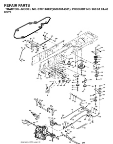 Drive Diagram and Parts List for CTH140XP (96061014301)(2006-06) Husqvarna Lawn Tractor