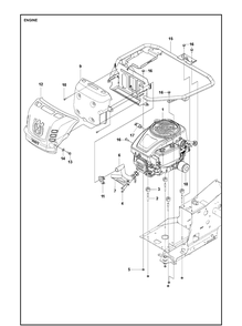 Engine Diagram and Parts List for R214  Husqvarna Lawn Mower