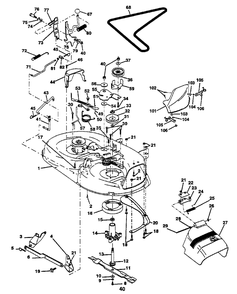 Mower Deck Diagram and Parts List for LT125 (954002711-B)(1995-01) Husqvarna Lawn Tractor