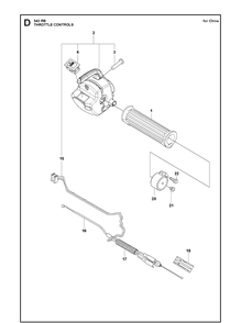 Throttle Controls Diagram and Parts List for 543RB  Husqvarna Brush Cutter