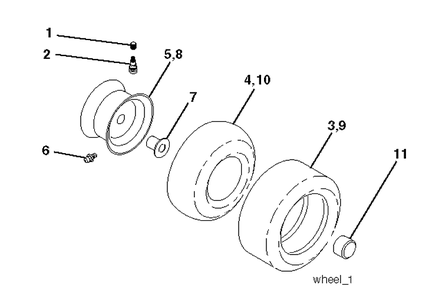 Wheels And Tires Diagram and Parts List for TC138L (96051018900)(2019-08) Husqvarna Lawn Tractor